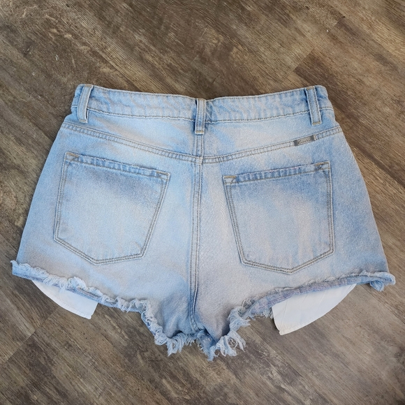 Kancan size 9 / 28 shorts multi color thread denim  jean shorts high rise - Picture 2 of 7